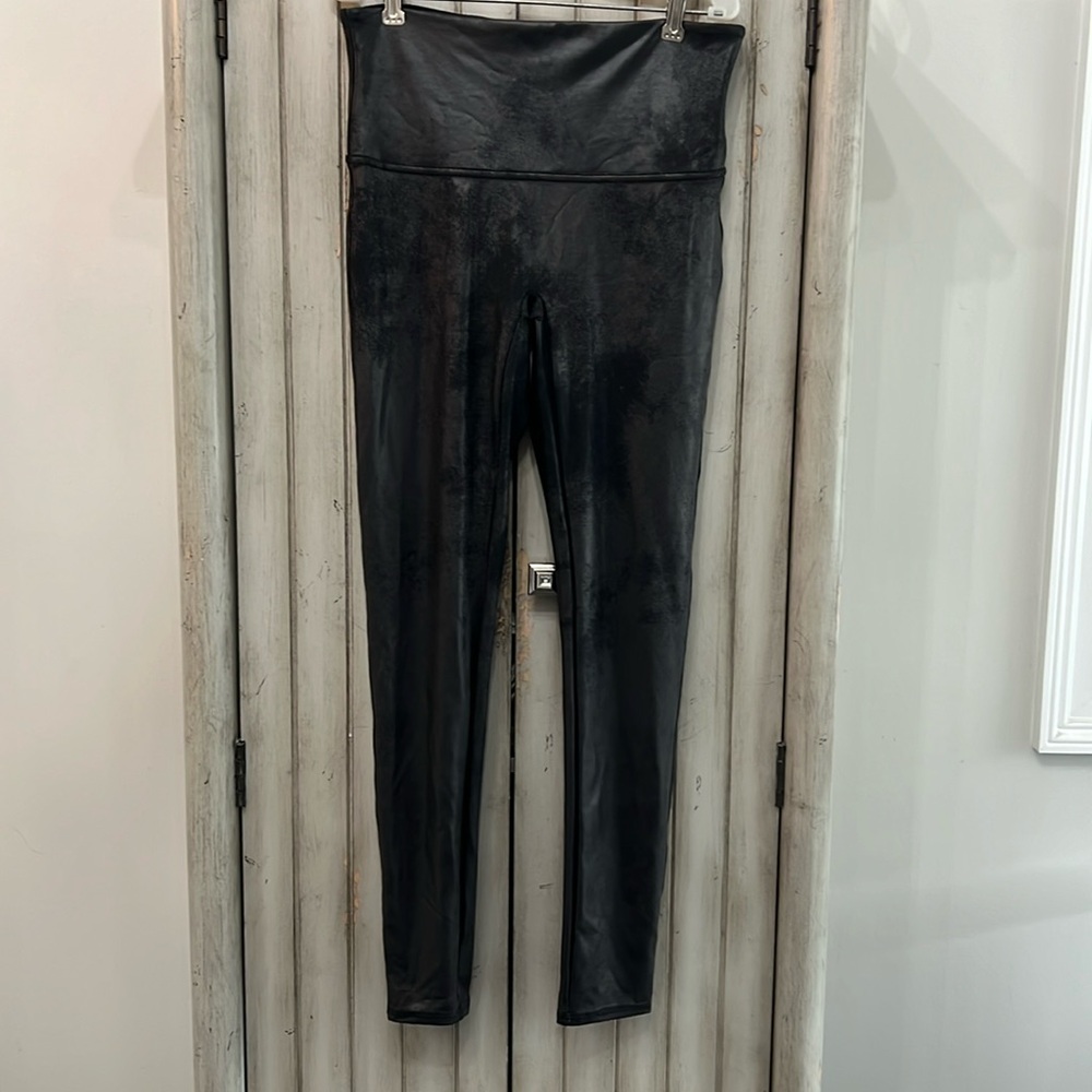 Spanks faux distressed leather leggings